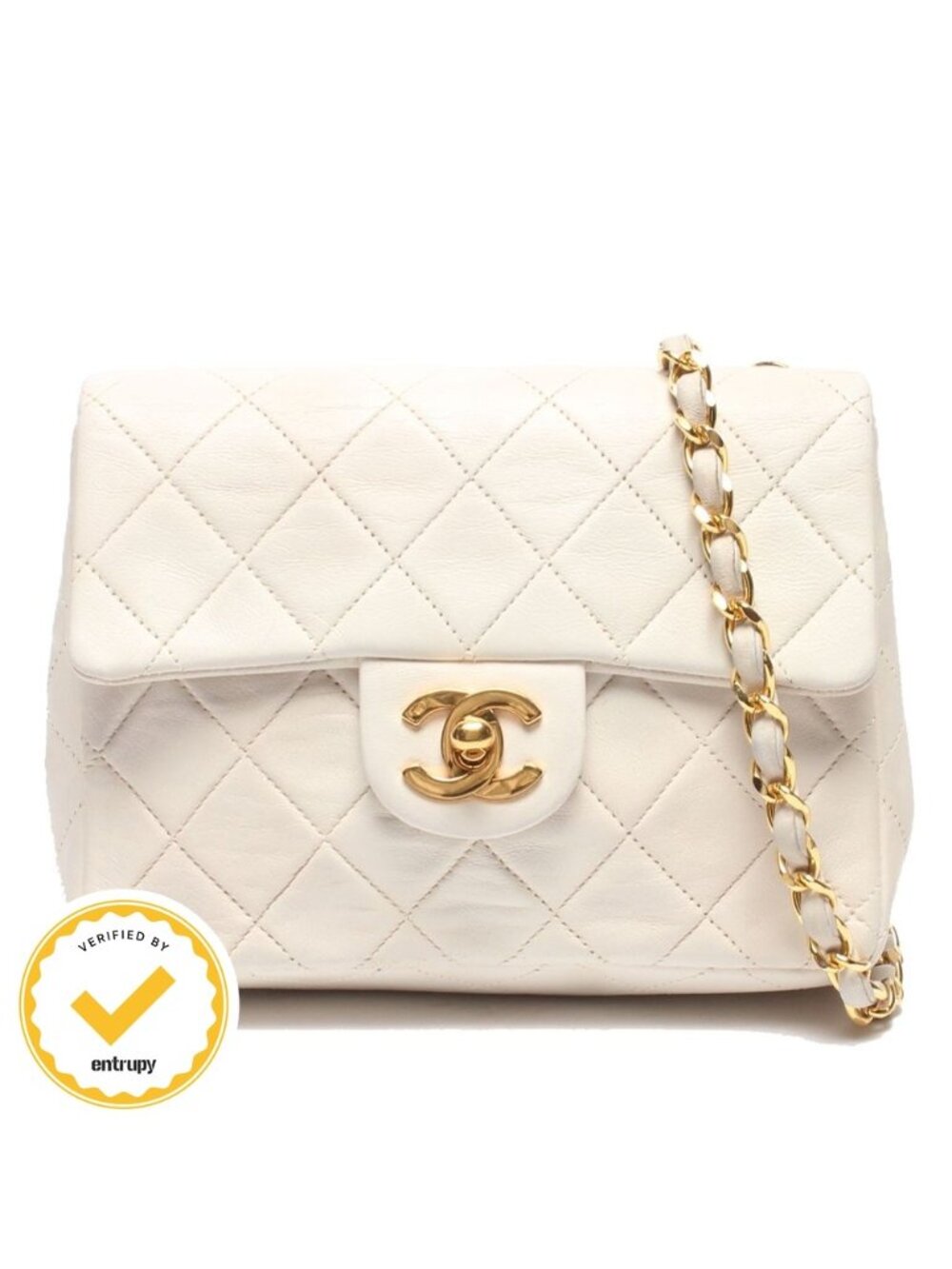 Chanel Chain Shoulder Bag Crossbody Gold Single Flap Mini Quilted Lambskin
